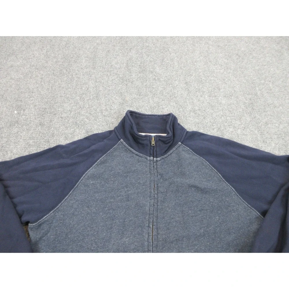 J Crew Sweatshirt Mens Medium Blue Vintage Fleece Full Zip Mock Neck Pockets